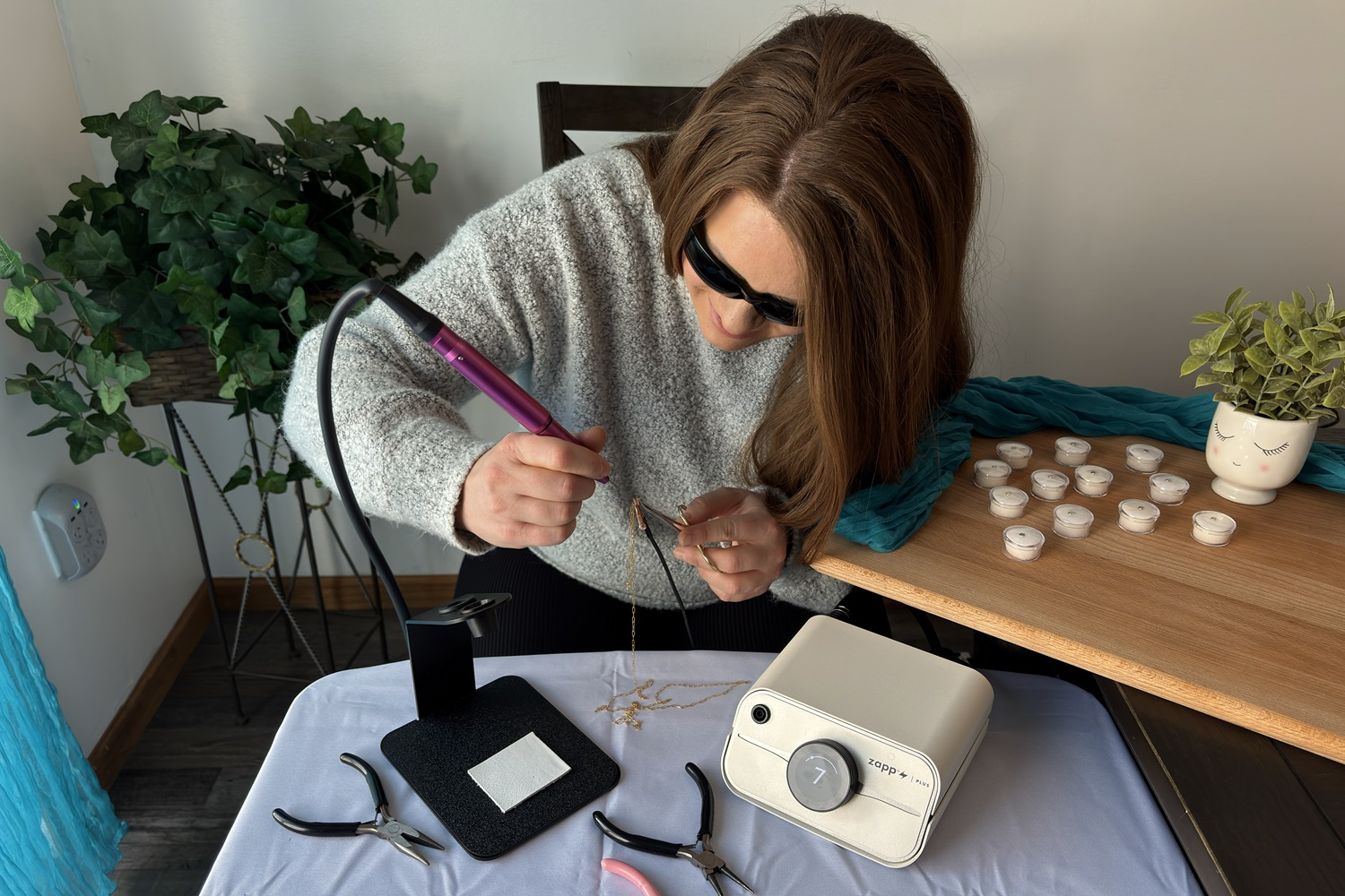 Trinity leaning forward welding permanent jewelry