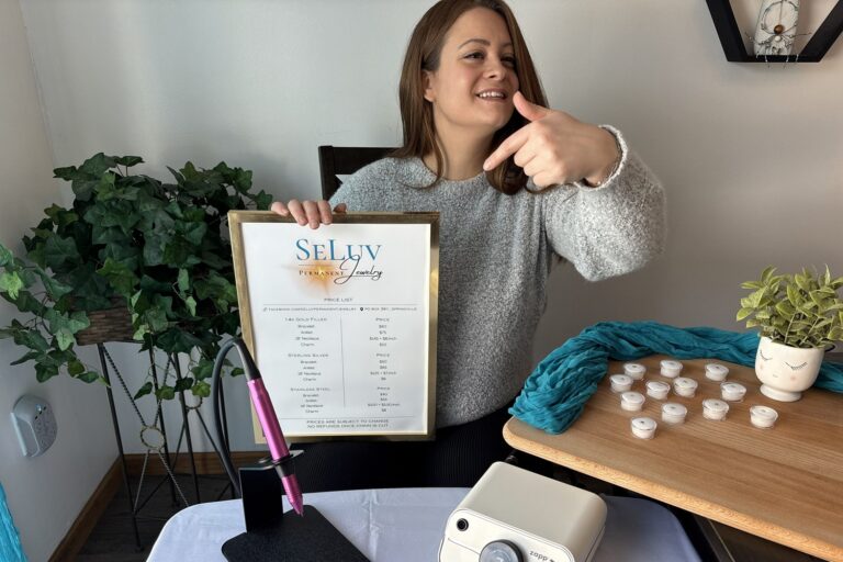 Trinity pointing to Seluv Permanent Jewelry price list