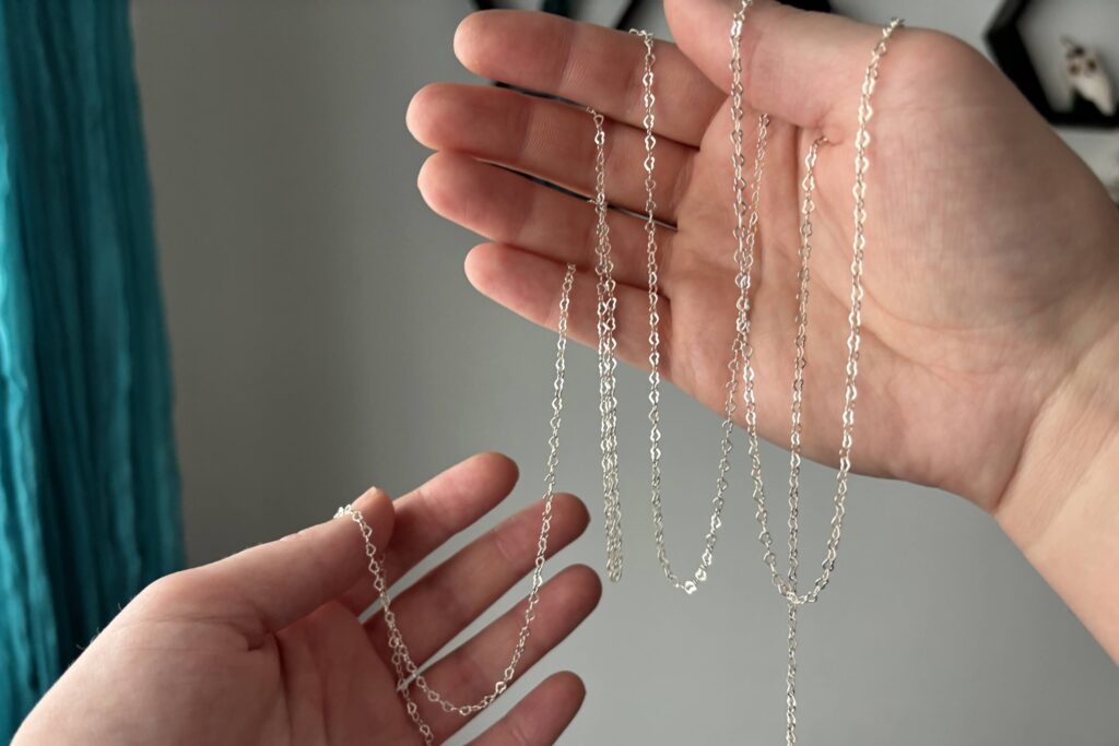 unfinished silver heart chain