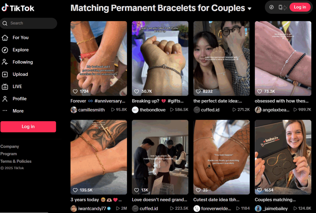 matching permanent bracelets for couples on TikTok