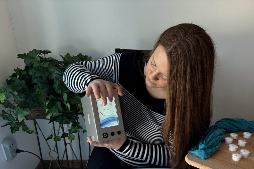 Trinity adjusting power on the Orion mPulse welder