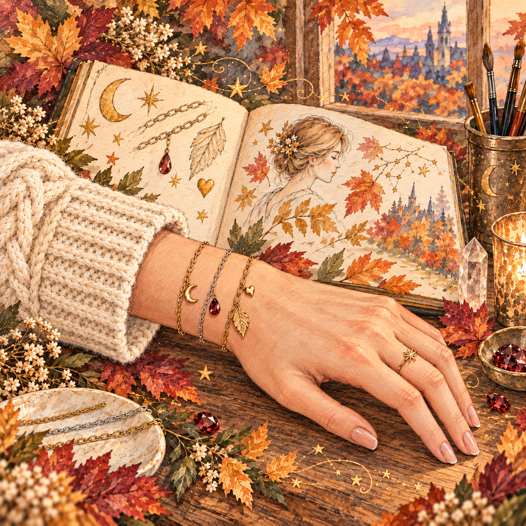 fall permanent jewelry stack